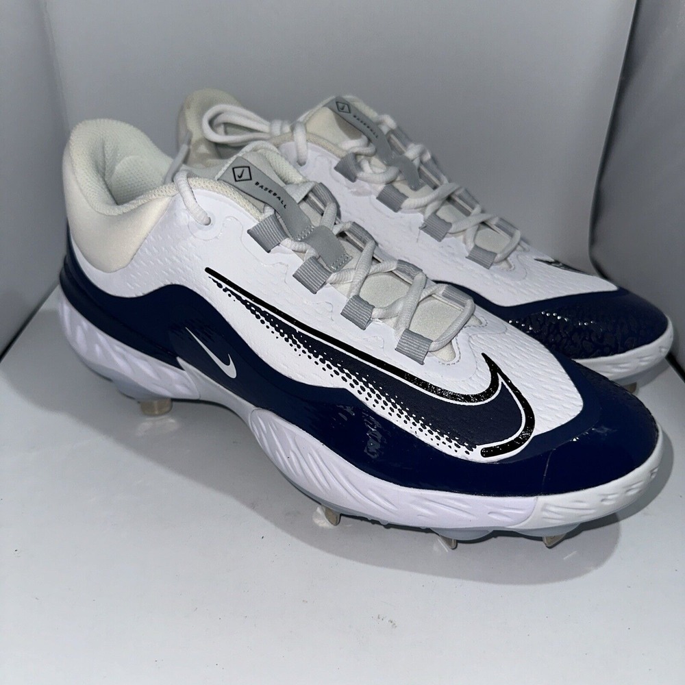 Men's/boys Nike React Baseball METAL Cleats Size 7 White/Navy -‎ New  (18)